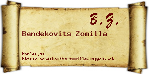 Bendekovits Zomilla névjegykártya
